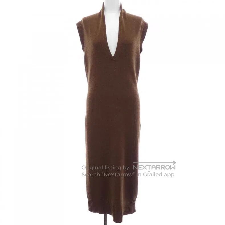 Hermes Hermes Brown Cashmere V-Neck Dress Size S / US 4 / IT 40 - 1 Thumbnail