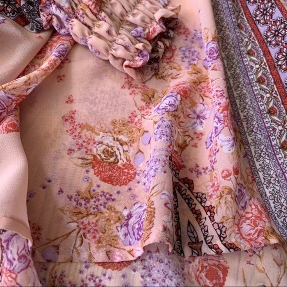 Other Altar'd State Boho Flowy Romantic Floral Print Pleated Tunic Size S / US 4 / IT 40 - 3 Thumbnail