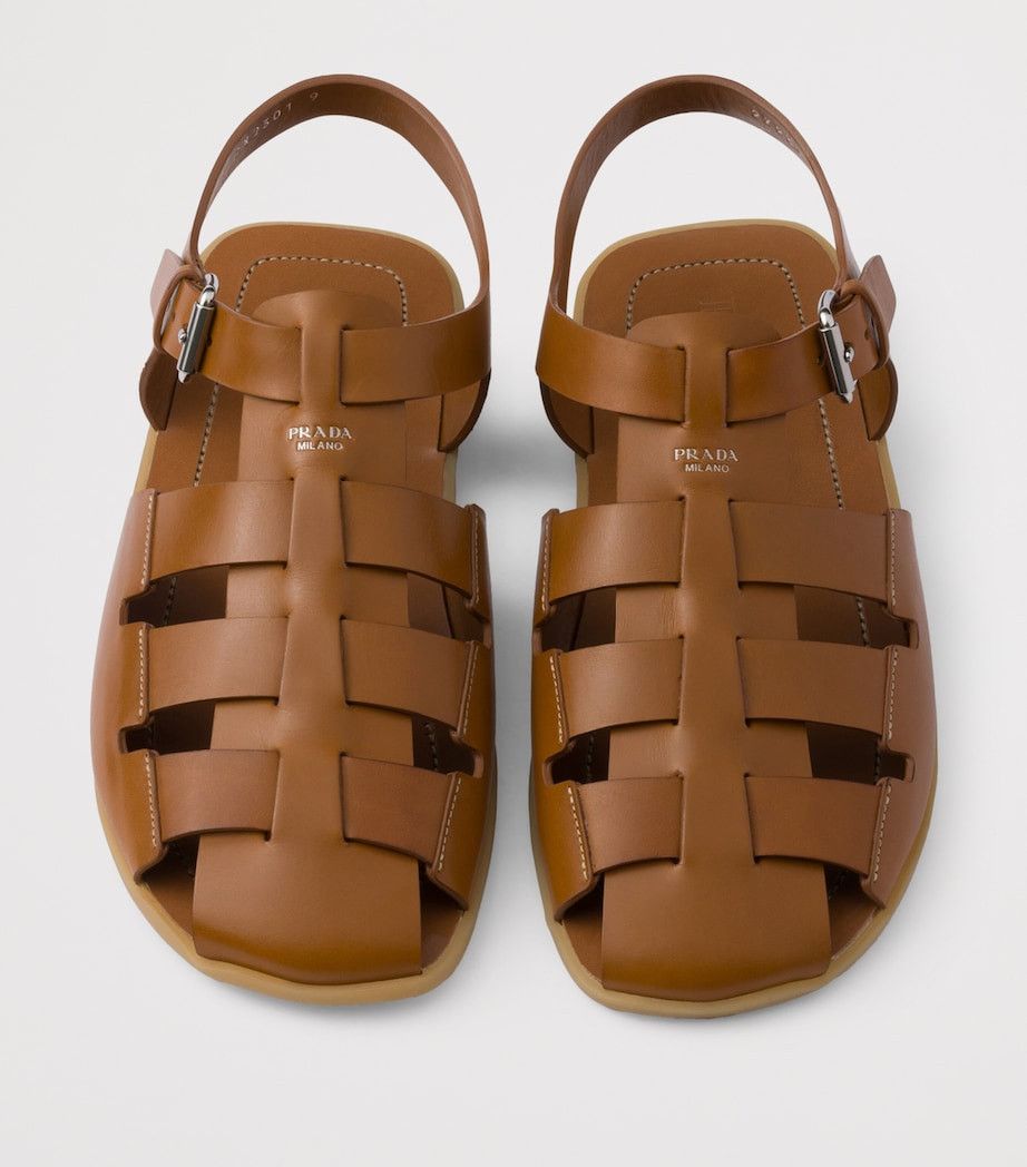 Prada o1mt1gz0526 Leather Fisherman Sandals in Brown Size US 8 / EU 41 - 4 Thumbnail
