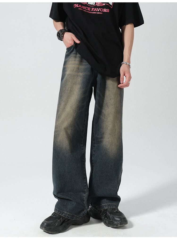 Japanese Brand × Jean Japanese retro distressed all-match loose straight jeans Size US 32 / EU 48 - 2 Thumbnail