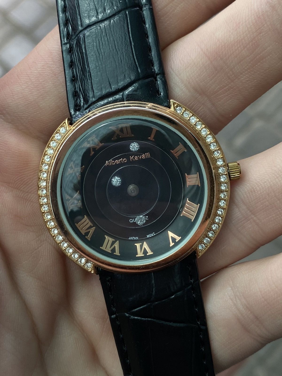 Japanese Brand × Vintage Luxury Alberto Kavalli Watch with 3 Diamonds Size ONE SIZE - 4 Thumbnail