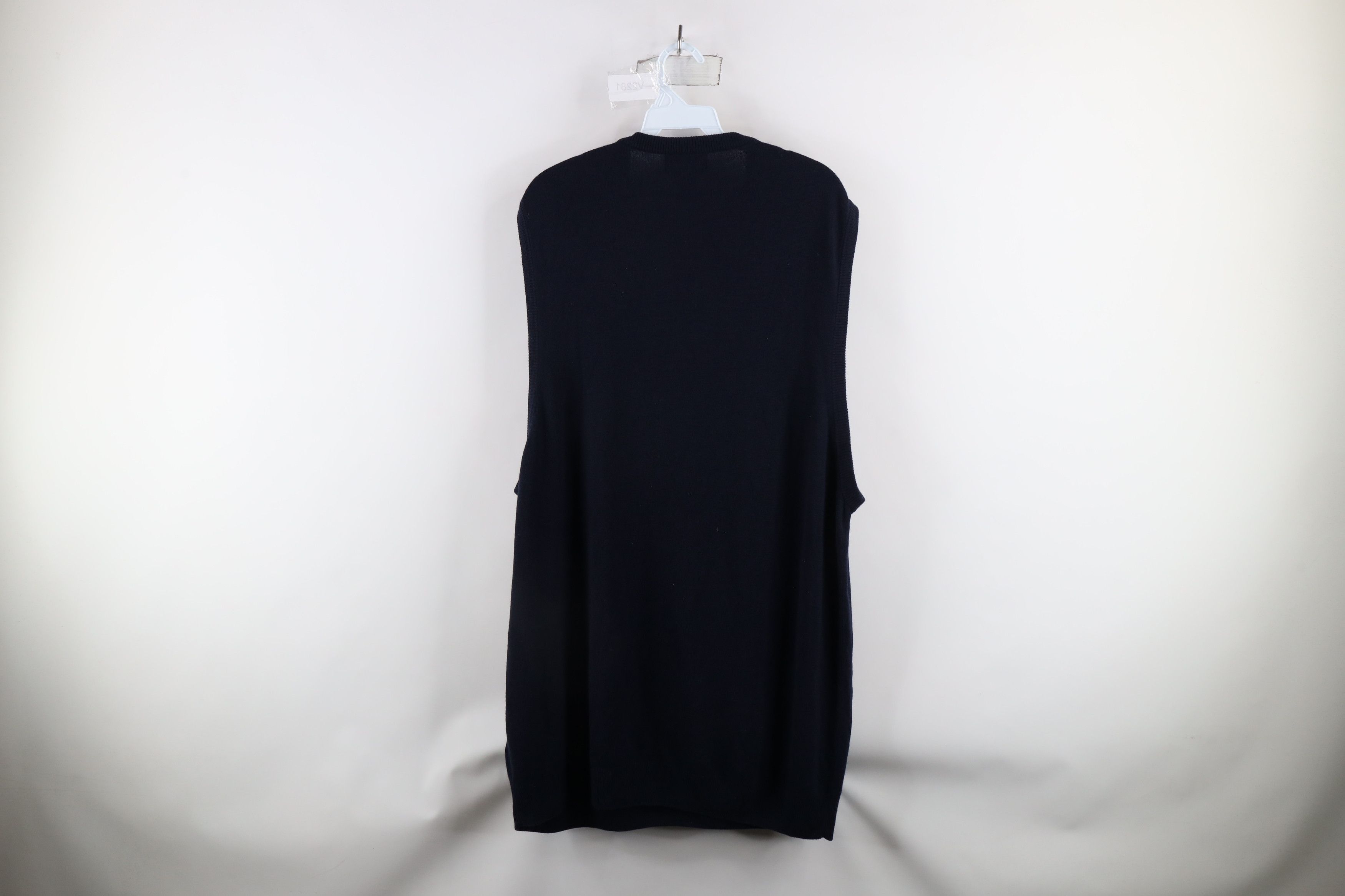 Vintage Vintage 90s Streetwear Knit V-Neck Sweater Vest Navy Blue Size US XXL / EU 58 / 5 - 5 Thumbnail