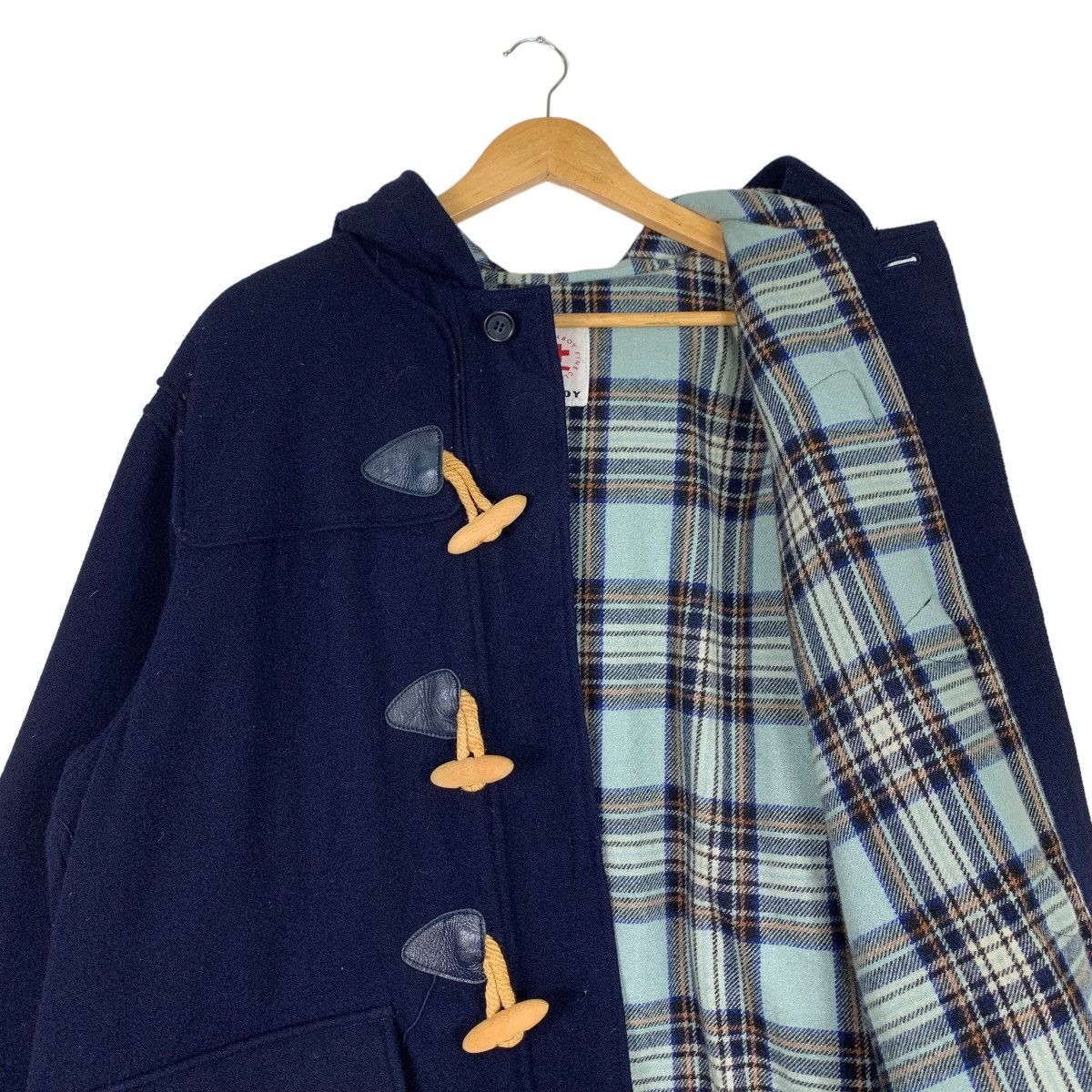 Japanese Brand POSH BOY Checked Lined Wool Hooded Duffle Coat #1123-C51 Size US L / EU 52-54 / 3 - 10 Thumbnail