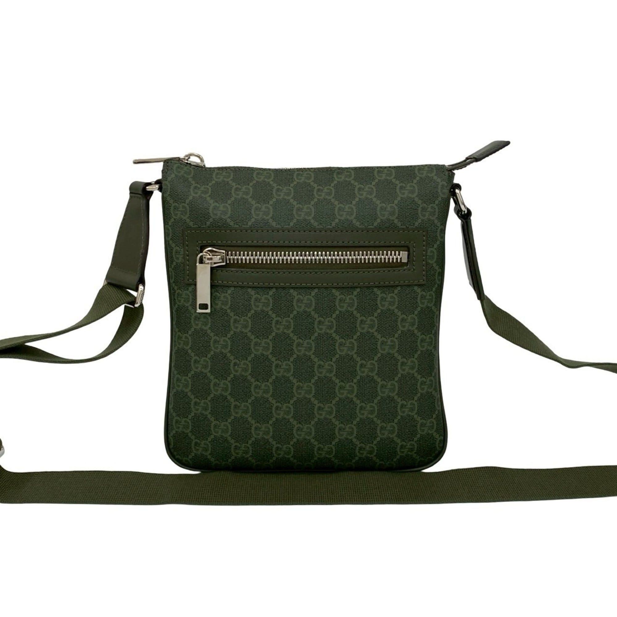 Gucci GUCCI GG Pattern Small Messenger Bag Leather Shoulder Sacoche Green 1675b Size ONE SIZE - 1 Thumbnail