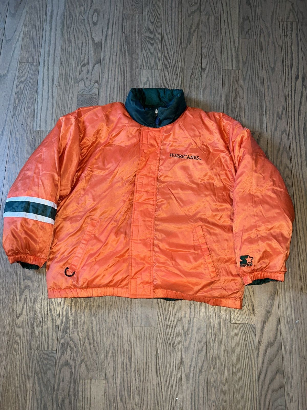 Starter Starter Miami Hurricanes Reversible Jacket Green/Orange Size US L / EU 52-54 / 3 - 5 Thumbnail
