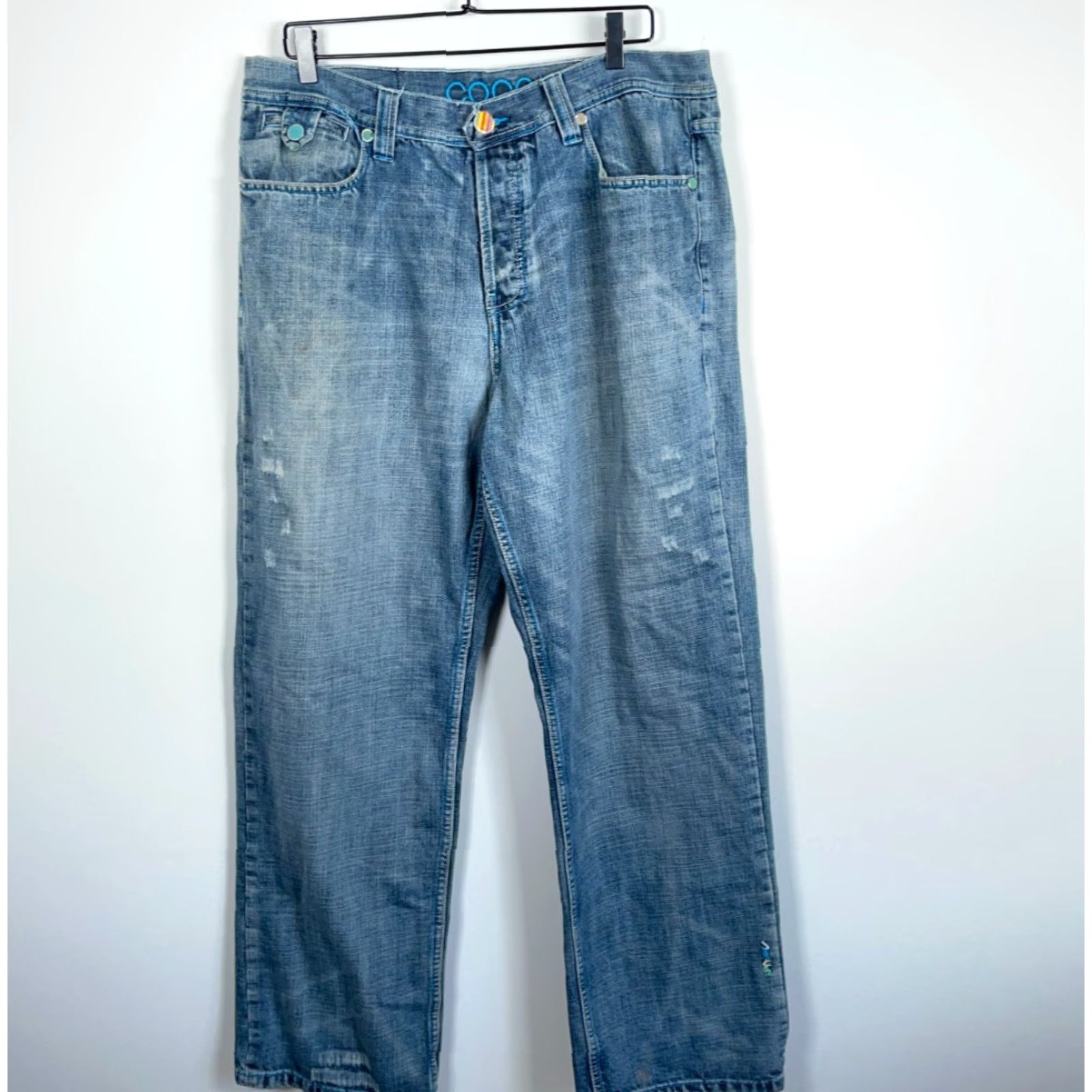 VINTAGE COOGI Jeans Baggy Fit Men 36x32 Blue Denim Button Fly 5-Pocket Hip Hop Retro