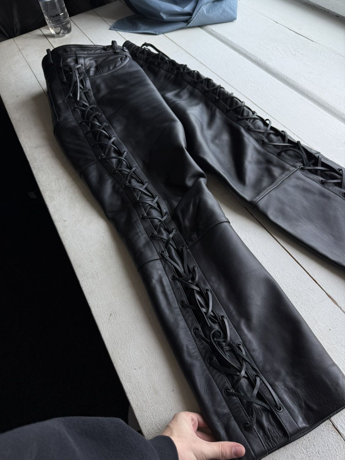 Vintage Vintage 00s Punk Rock Opium Y2K Biker Moto Leather pants Size US 39 - 7 Thumbnail