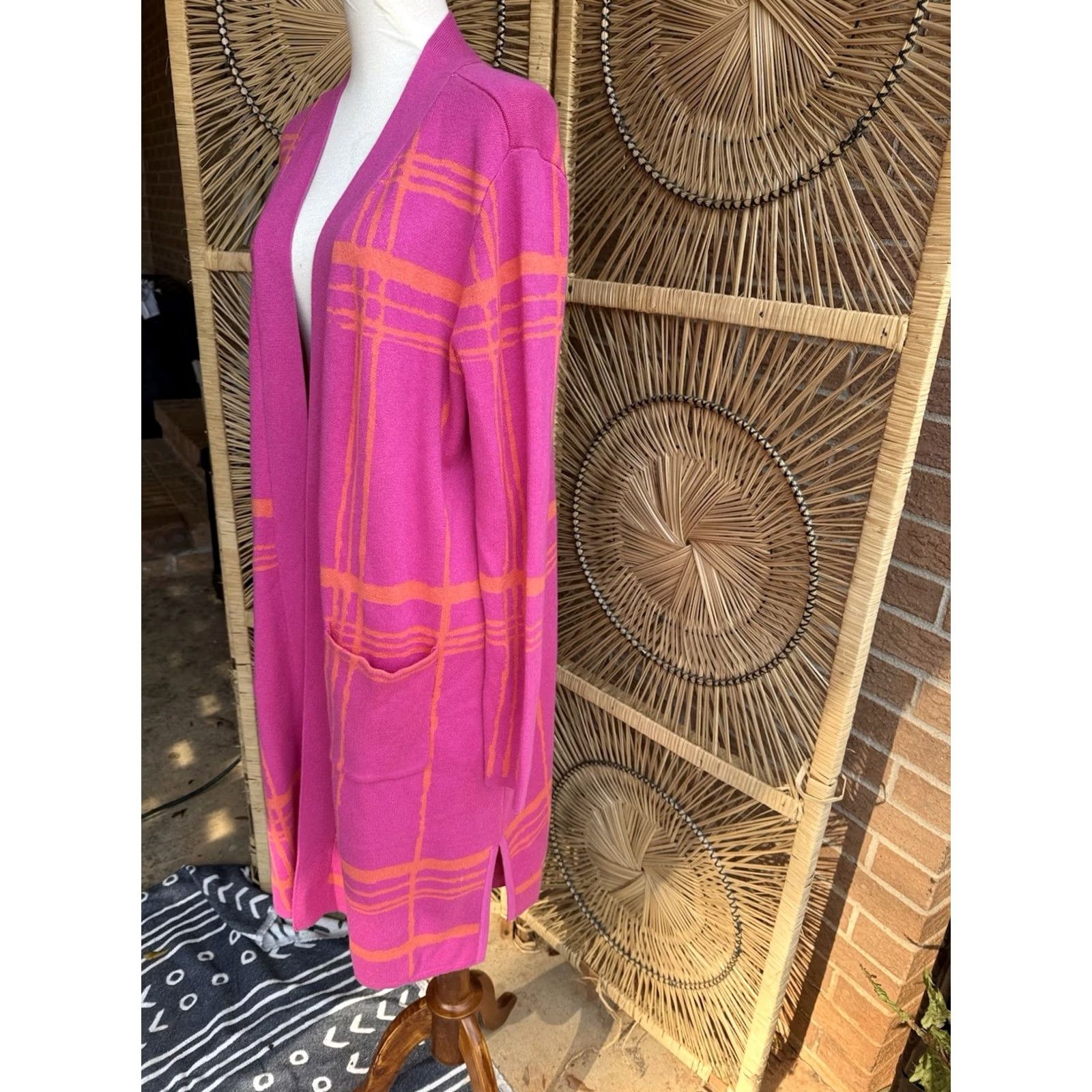 Isaac Mizrahi Isaac Mizrahi Cardigan Long Line Duster Pink Orange Medium Womens Knit Cotton Blend Lined NWOT Size M / US 6-8 / IT 42-44 - 4 Thumbnail