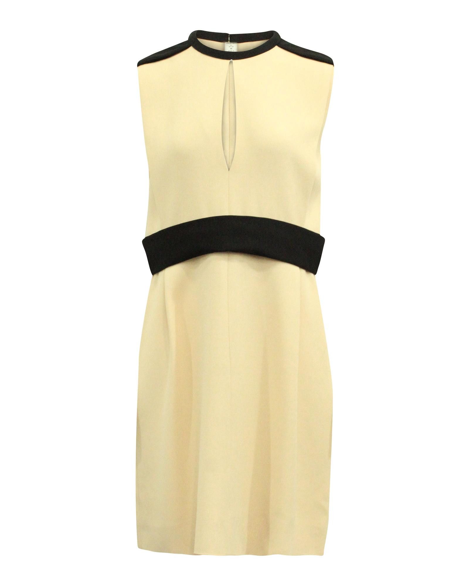 image of Chloe Two-Tone Sleeveless Keyhole Dress In Beige, Women's (Size Medium)