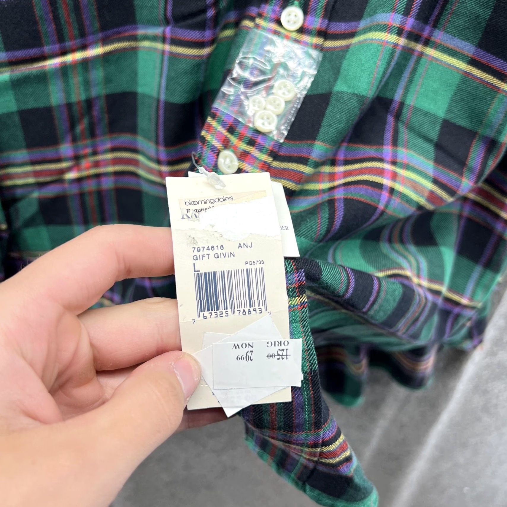 Ralph Lauren VINTAGE Ralph Lauren Shirt Mens Large Green Plaid Flannel Button Front Size US L / EU 52-54 / 3 - 3 Thumbnail