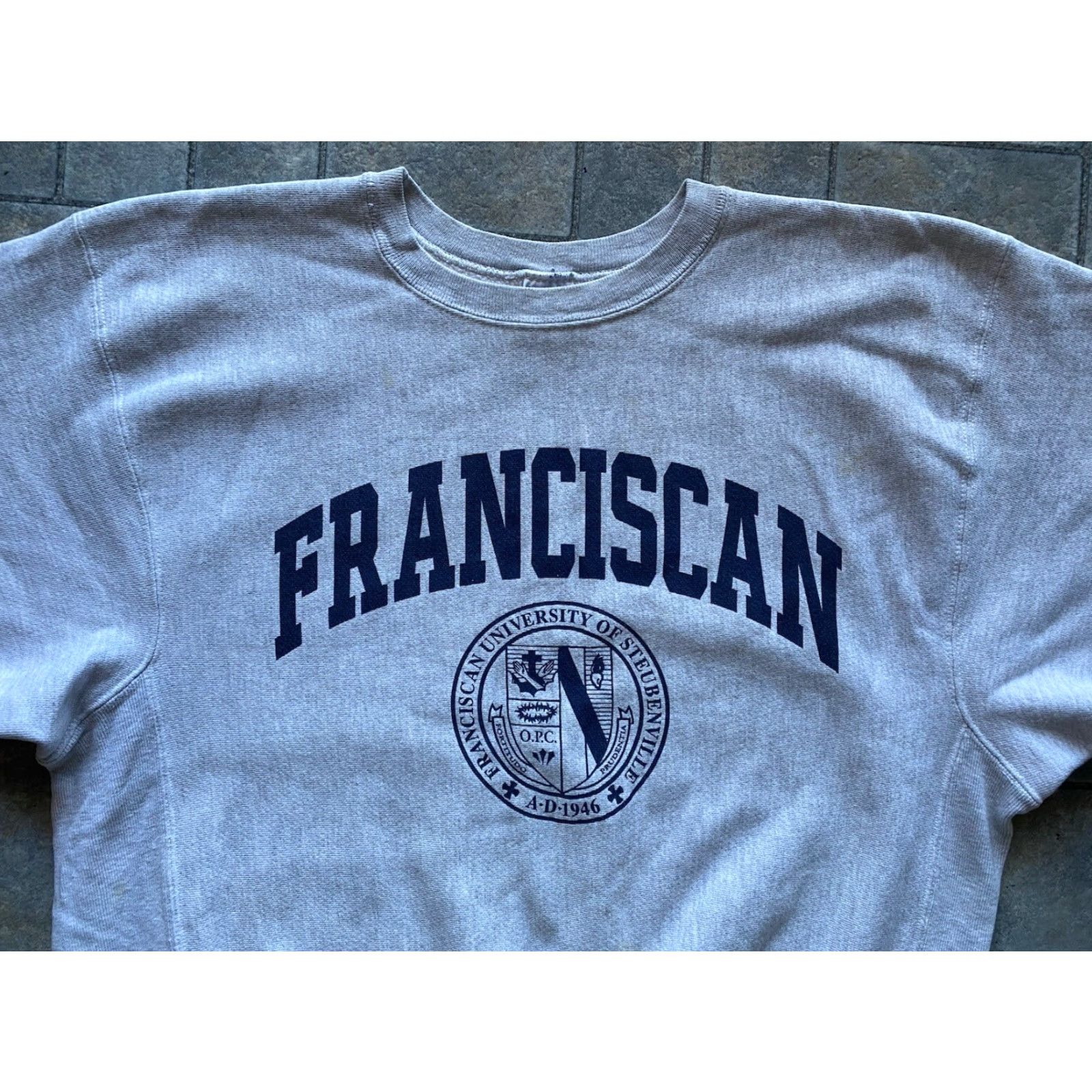 Champion VINTAGE Champion Reverse Weave Sweatshirt Men L Gray Franciscan Steubenville Size US L / EU 52-54 / 3 - 6 Thumbnail