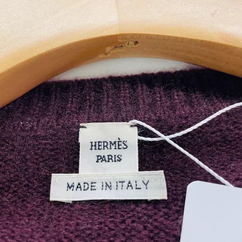 Hermes Hermes Burgundy Long Sleeve Leather Knit Top Size S / US 4 / IT 40 - 3 Thumbnail