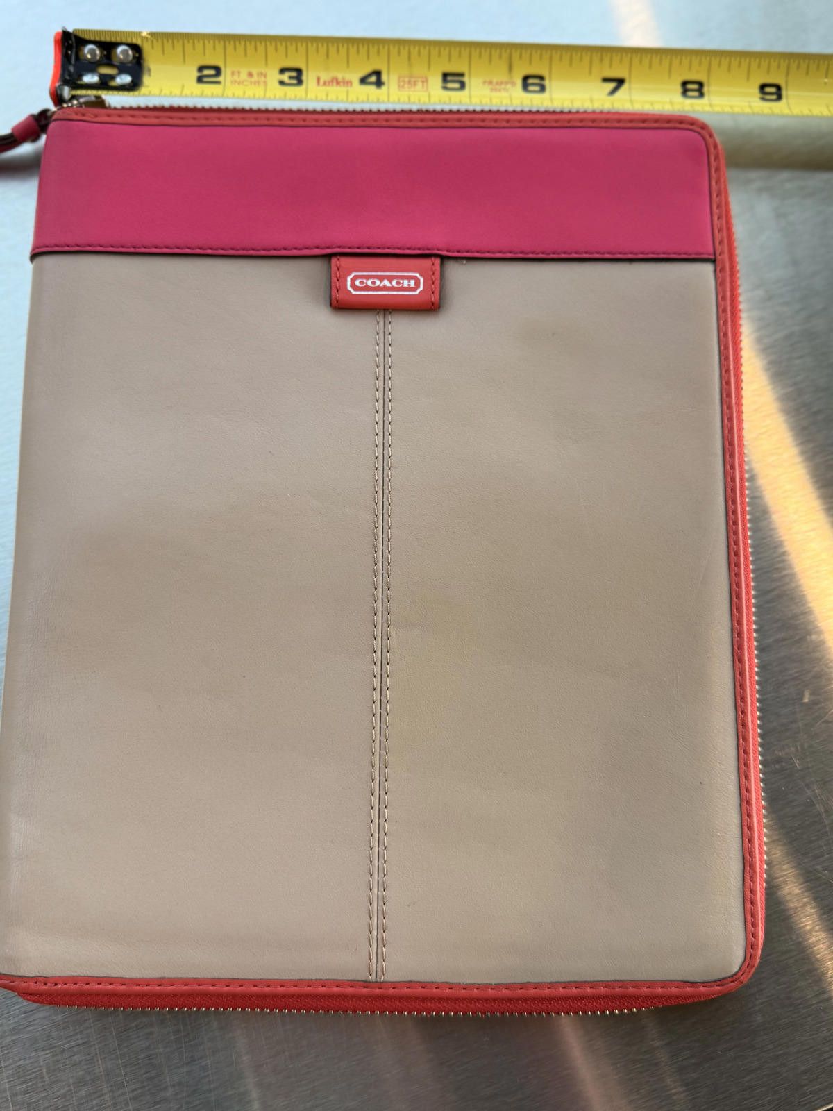 Coach Coach Leather iPad Case Taupe Pink Zip Cover Stand Holder Size ONE SIZE - 3 Thumbnail