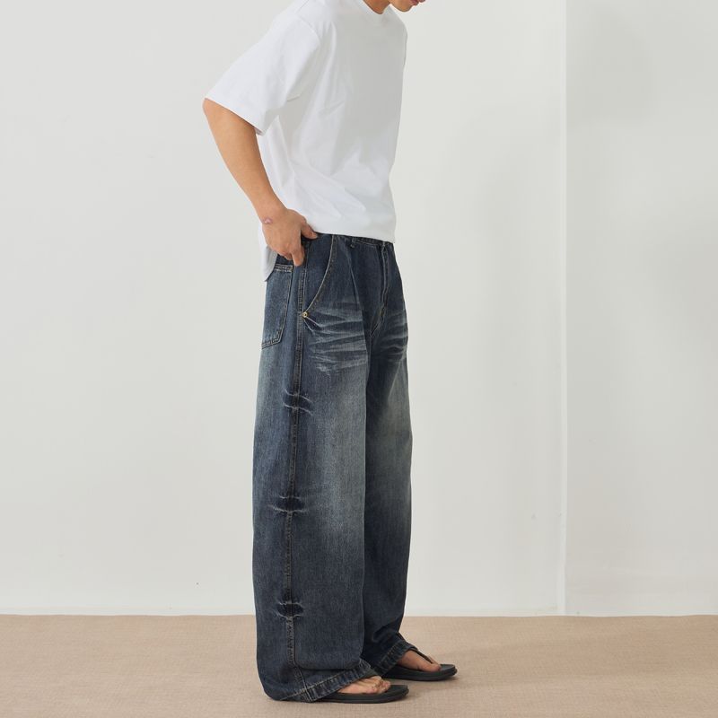 Japanese Brand Men's Retro Loose Washed Straight Leg Curved Flare Jeans Size US 32 / EU 48 - 3 Thumbnail