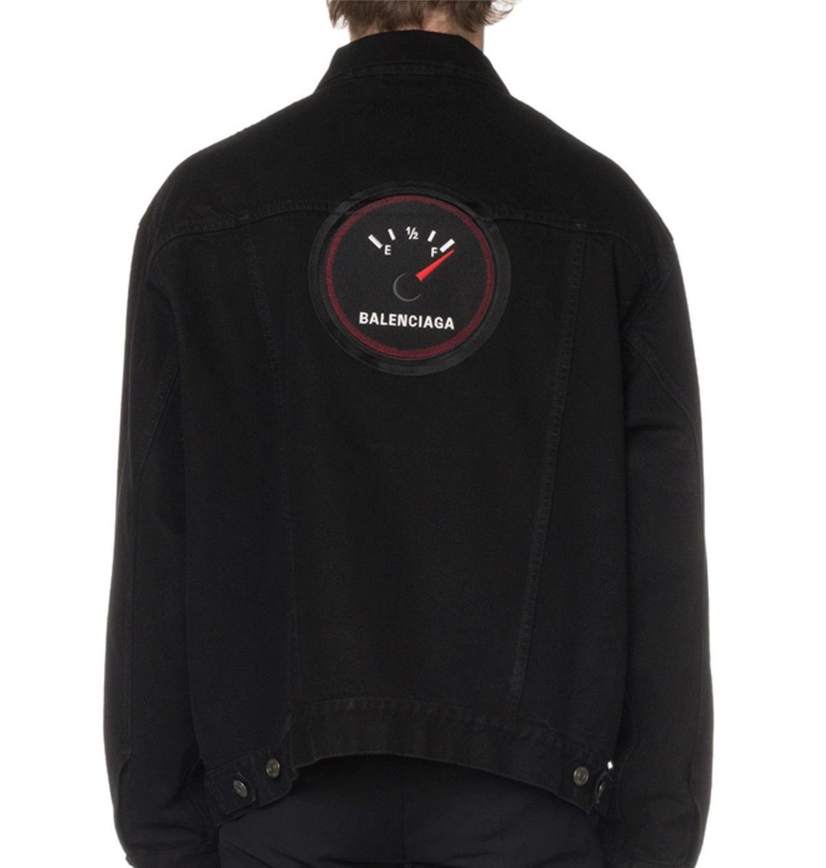 Balenciaga AW19 NEW GAS FUEL BLACK TRUCKER GAUGE DENIM JACKET Size US L / EU 52-54 / 3 - 3 Thumbnail