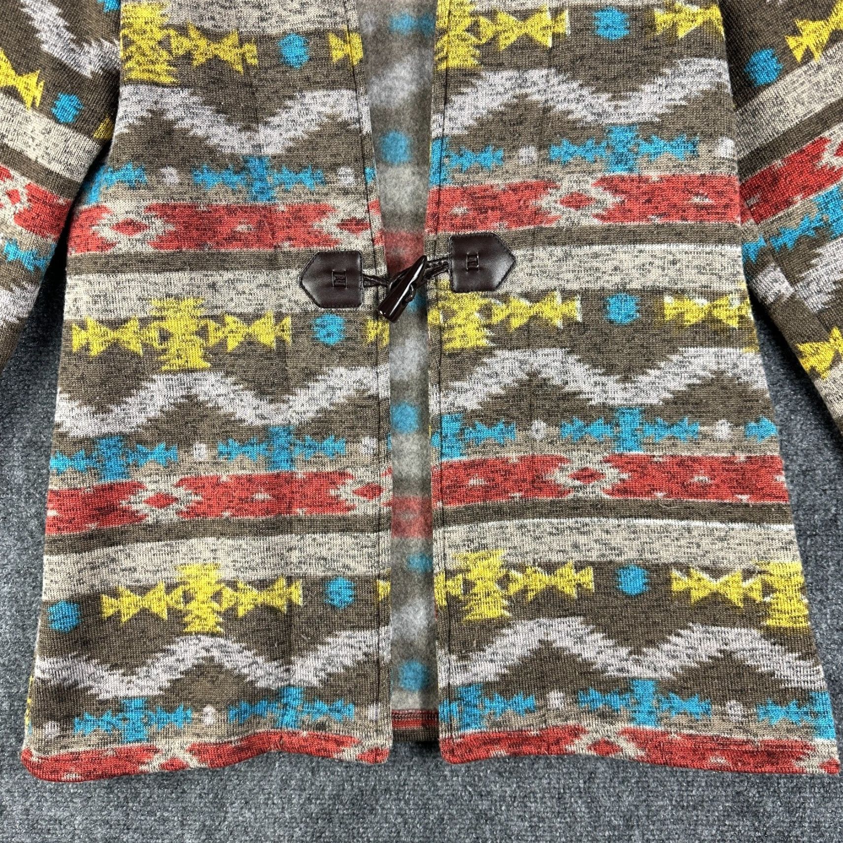 Vintage One World Cardigan Sweater Jacket Womens M Toggle Button Aztec Print" Size M / US 6-8 / IT 42-44 - 2 Thumbnail