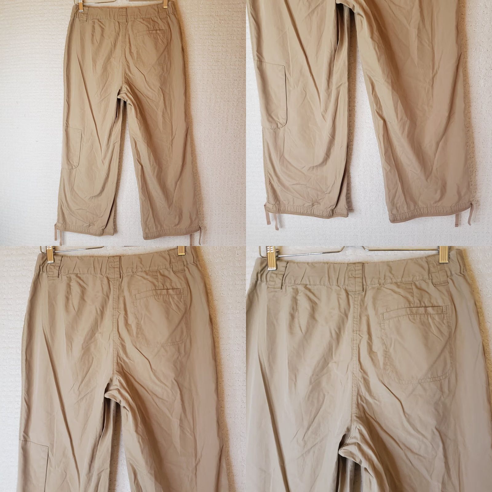 J. Jill J. Jill Women's Capri Cropped Drawstring Pants Tan Khaki 21 Inseam Size 10 Pockets Adjustable Waist Regular Fit Cotton Capris Size 32" / US 10 / IT 46 - 8 Thumbnail