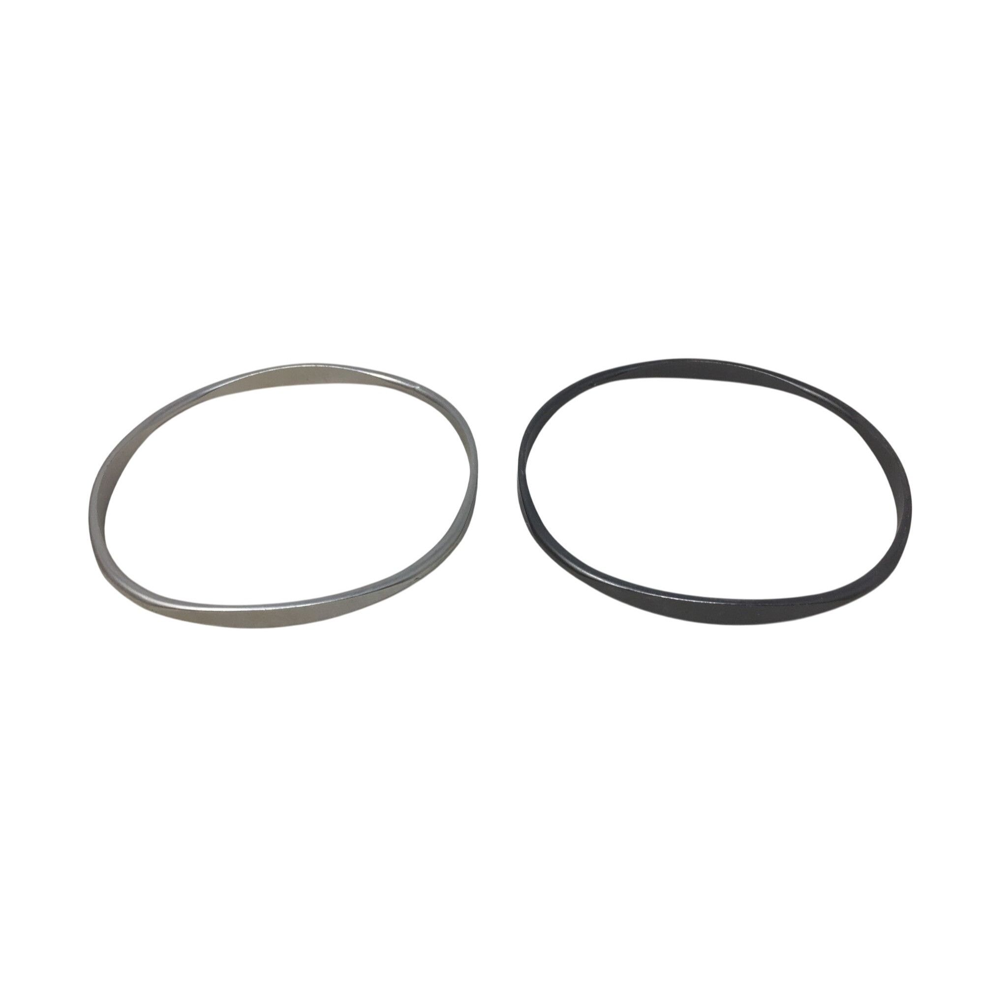 Other Pair of Women's Black and Silver tone Bangle Bracelets (2) Size ONE SIZE - 1 Thumbnail