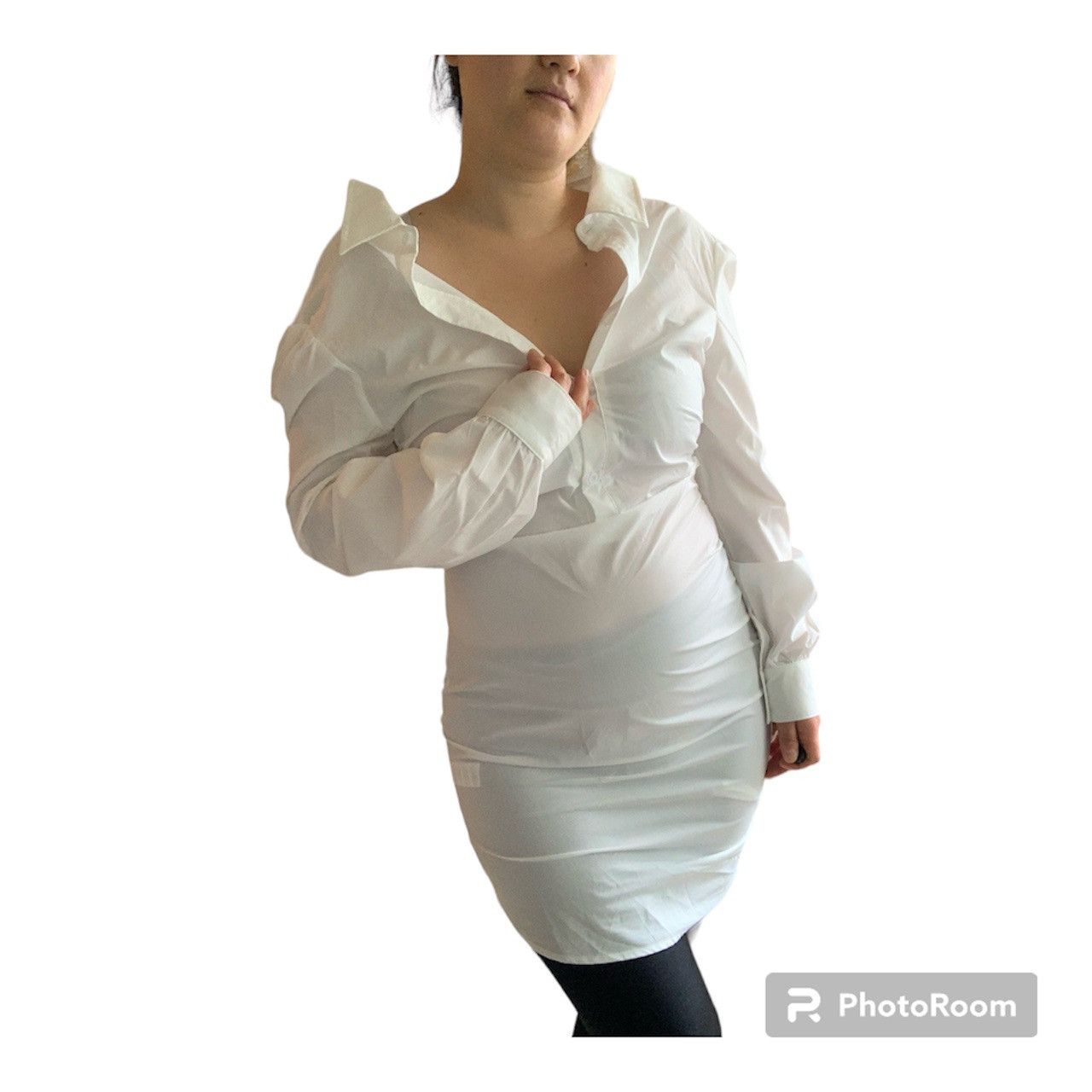 PrettyLittleThing New W/ Tag Ruched Side Fitted Shirt Dress Size M / US 6-8 / IT 42-44 - 8 Thumbnail