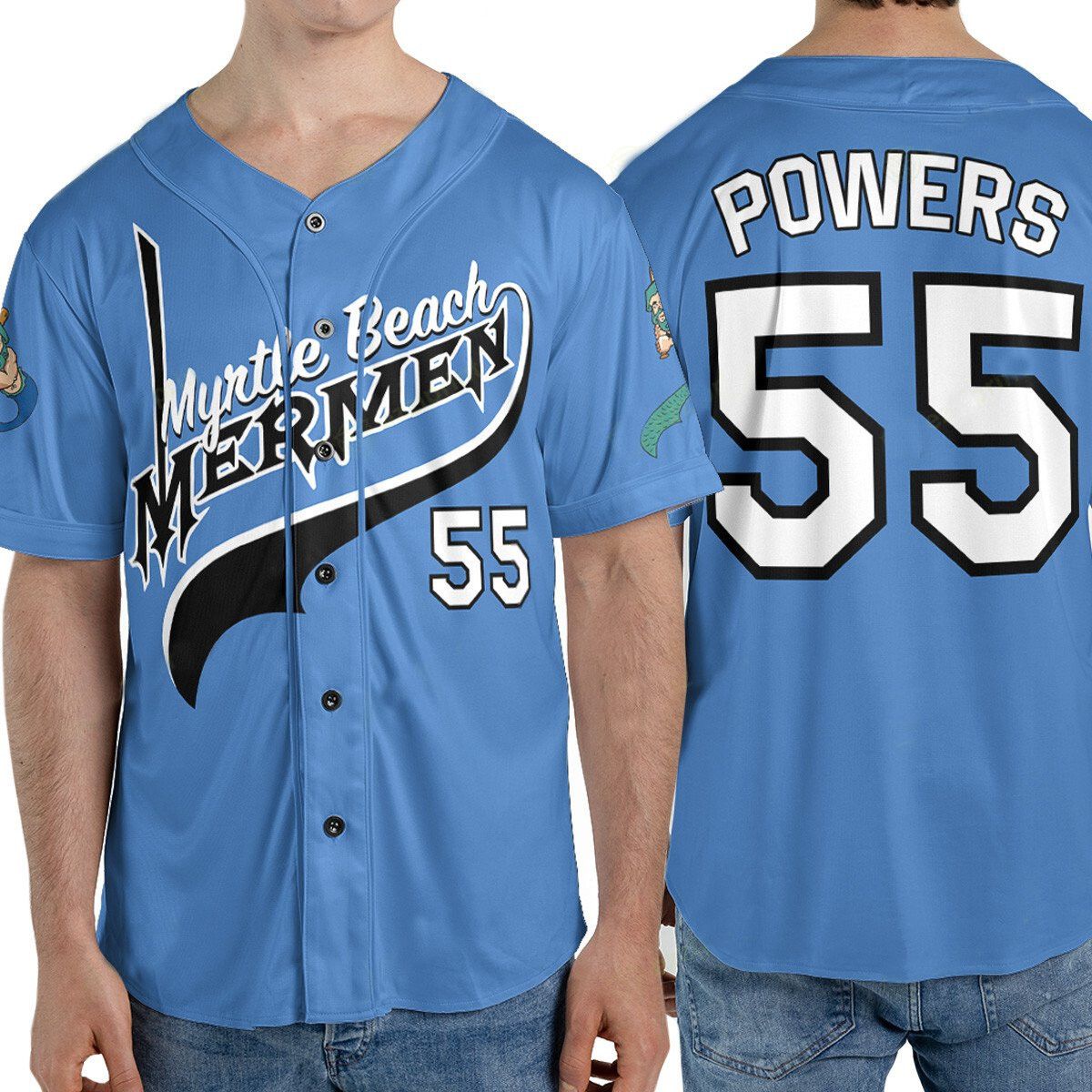 The Unbranded Brand Myrtle Beach Mermen Baseball Jersey – Men and woman Jersey Size US L / EU 52-54 / 3 - 1 Thumbnail