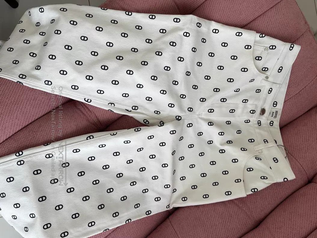 Hermes Hermes Pig nose - white denim jeans Size 24" / US 00 / IT 34 - 1 Thumbnail