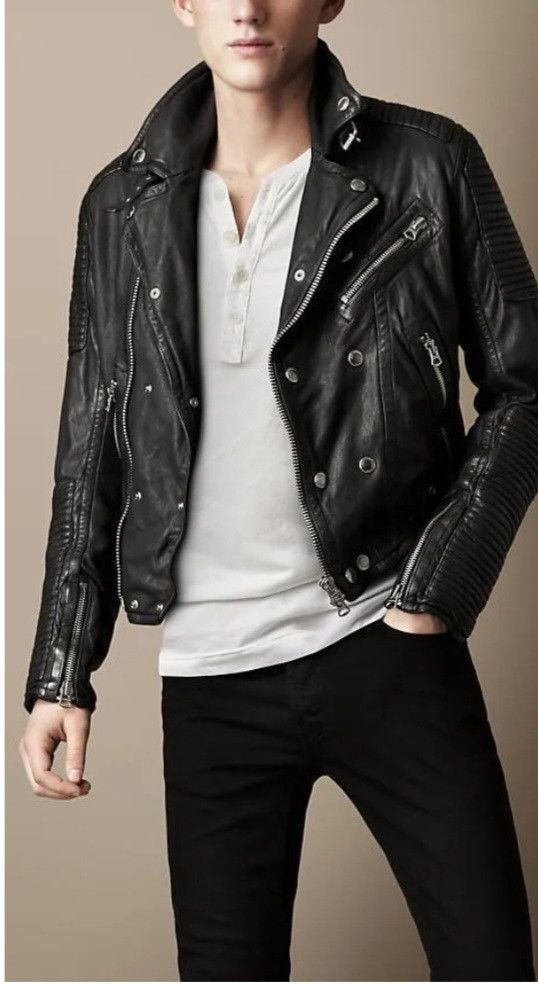 image of Burberry Leather Jacket in Black, Men's (Size XL)