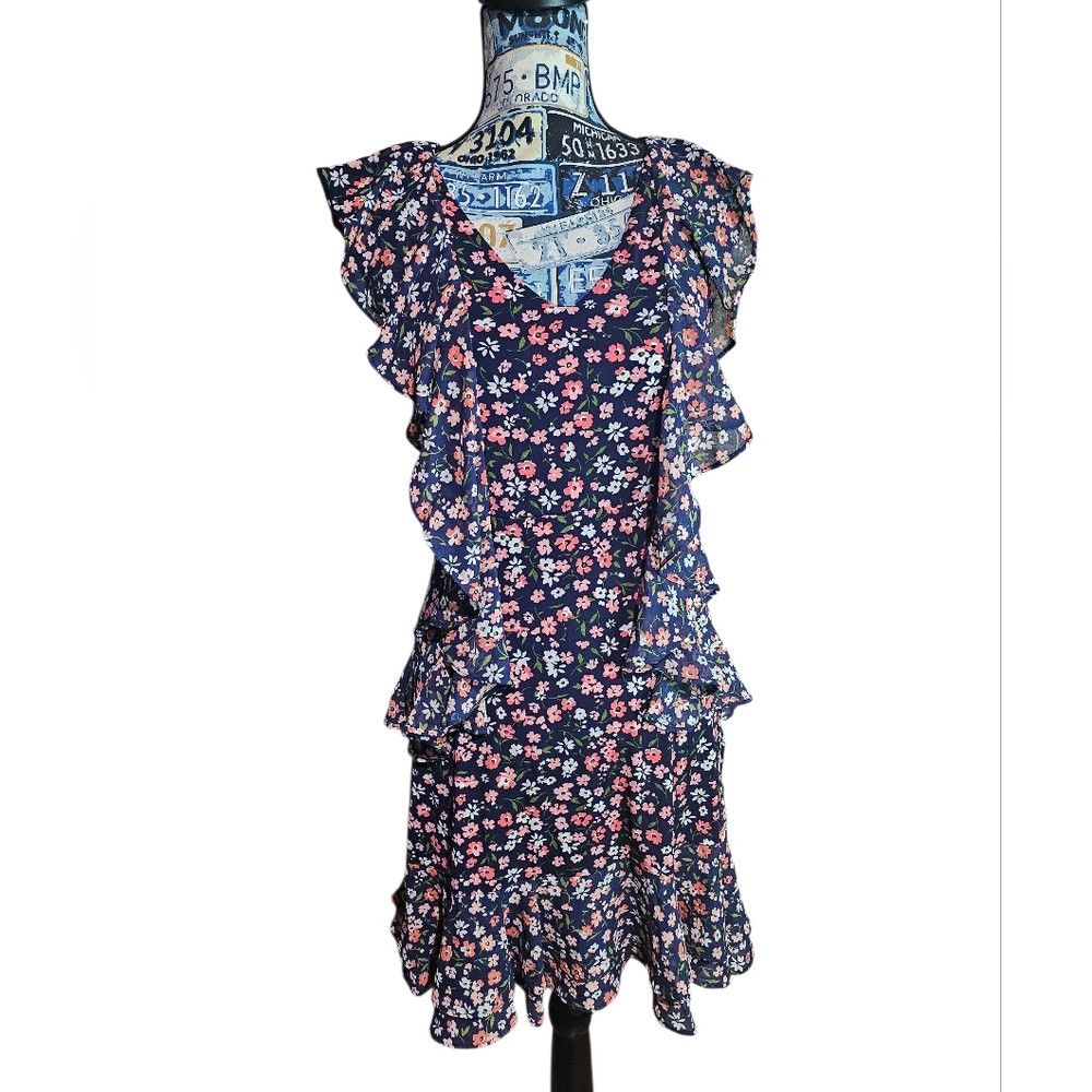 Michael Kors Michael Kors Floral Ruffle V Neck Tank Sleeveless Dress XS Size XS / US 0-2 / IT 36-38 - 3 Thumbnail