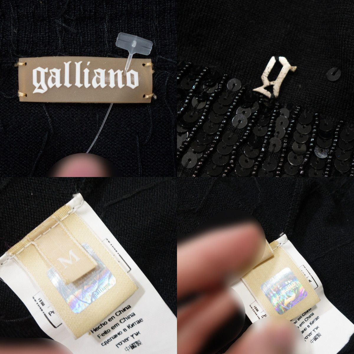 John Galliano 00s 100% Merino Wool Sequin Beaded Mini Dress Size M / US 6-8 / IT 42-44 - 10 Thumbnail