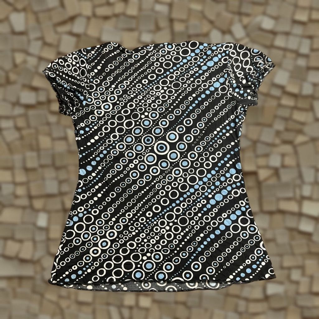 Vintage Susan Lawrence Shirt Women’s Medium Black White Blue Circles T-Shirt Casual Modern Basic Short Sleeve Round Neck Size M / US 6-8 / IT 42-44 - 1 Thumbnail