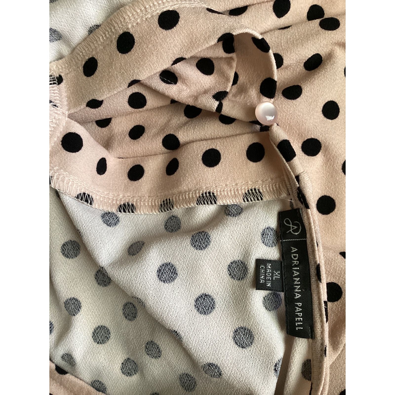 Adrianna Papell Adrianna Papell Beige Polka Dot Top Shirt XL Stretch Size XL / US 12-14 / IT 48-50 - 6 Thumbnail