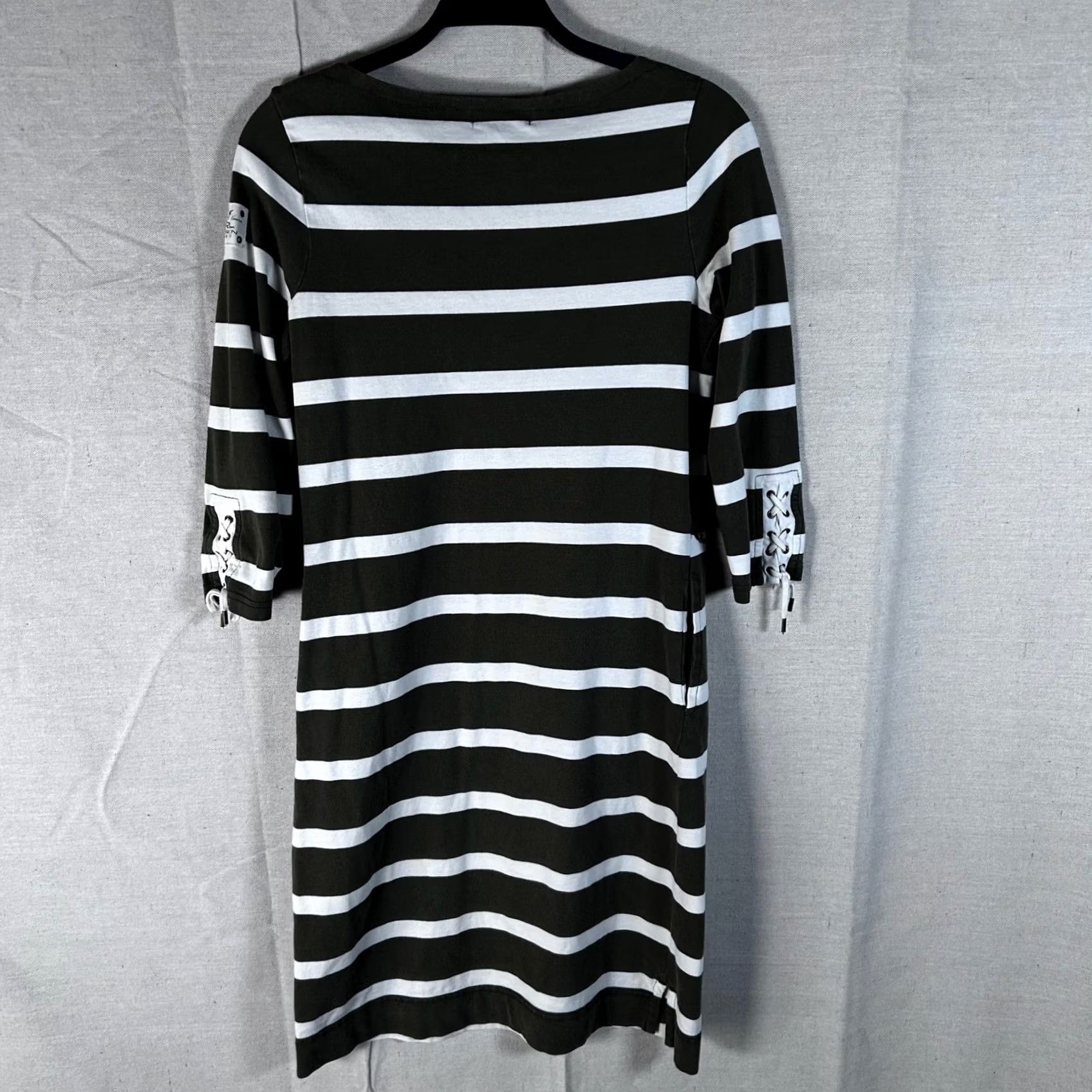 Ralph Lauren Lauren Ralph Lauren Olive Green Striped Knit Lace Up Sleeve Dress XS Dress Womens Size XS / US 0-2 / IT 36-38 - 3 Thumbnail