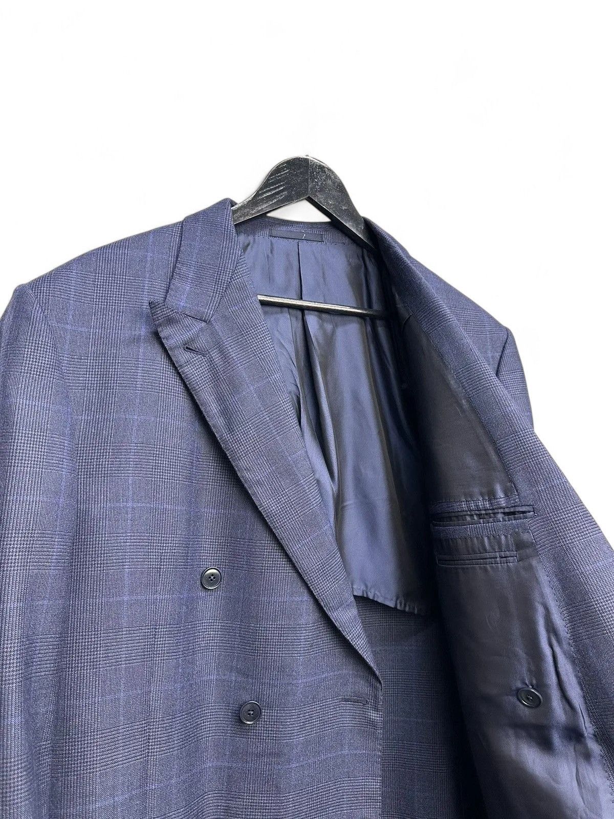 Ermenegildo Zegna Luxury Ermenegildo Zegna Wool Checked Navy Blazer Italy Size 48L - 9 Thumbnail