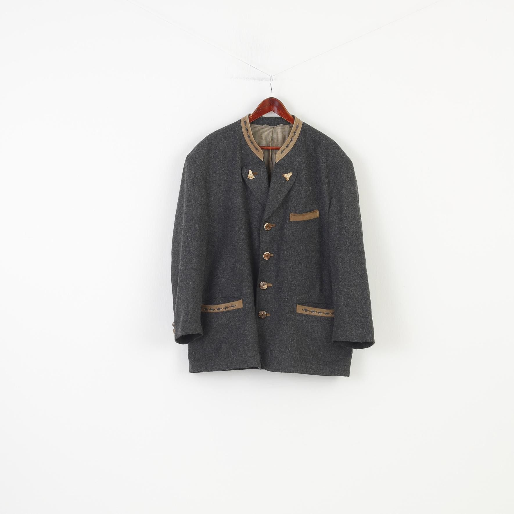 Vintage Lodenfrey Men 56 Blazer Wool Grey Vintage Tyrol 2123 Size 46R - 1 Thumbnail