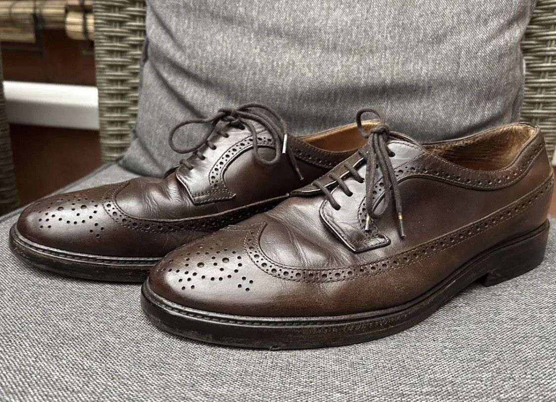 image of Brunello Cucinelli Wingtip Brown Oxford Leather Shoes, Men's (Size 10)