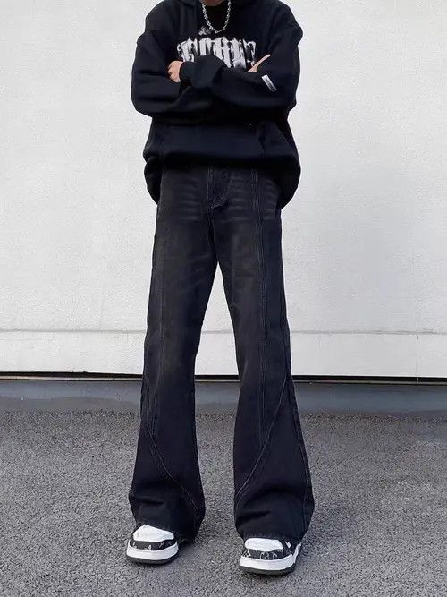 VIBE High Street Vintage Washed Spliced Micro Flare Jeans Size US 34 / EU 50 - 6 Thumbnail