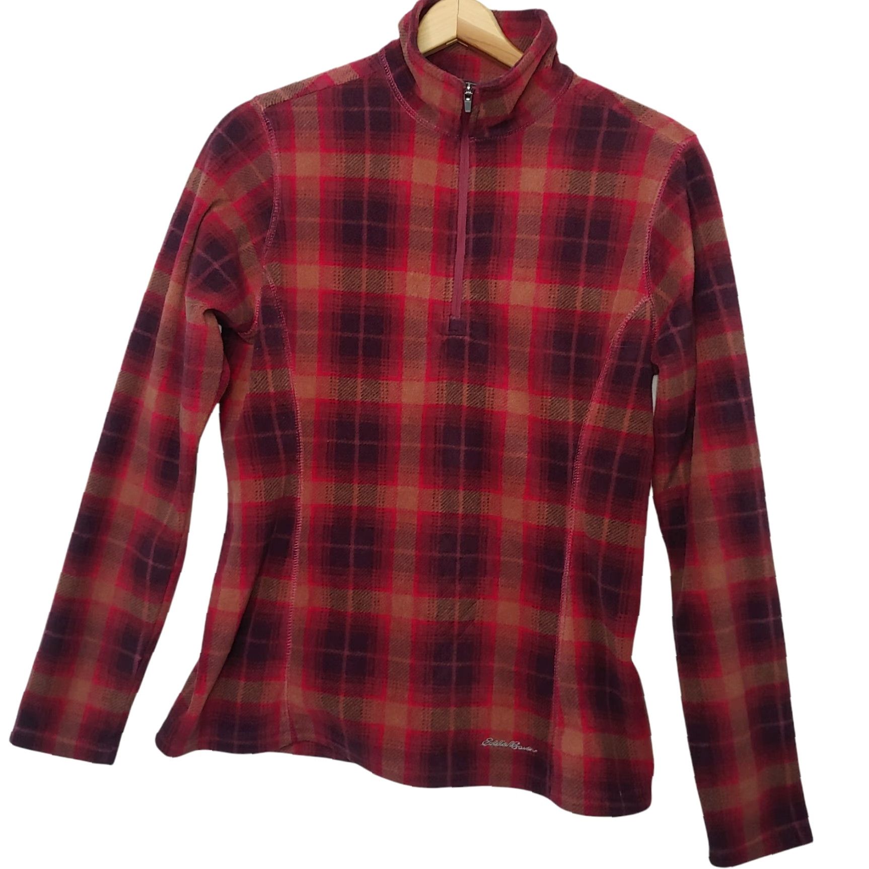 Eddie Bauer Eddie Bauer Jacket Women S Fleece Pullover Brown Plaid 1/4 Zip Casual Outdoor Camp Cabincore Size S / US 4 / IT 40 - 2 Thumbnail
