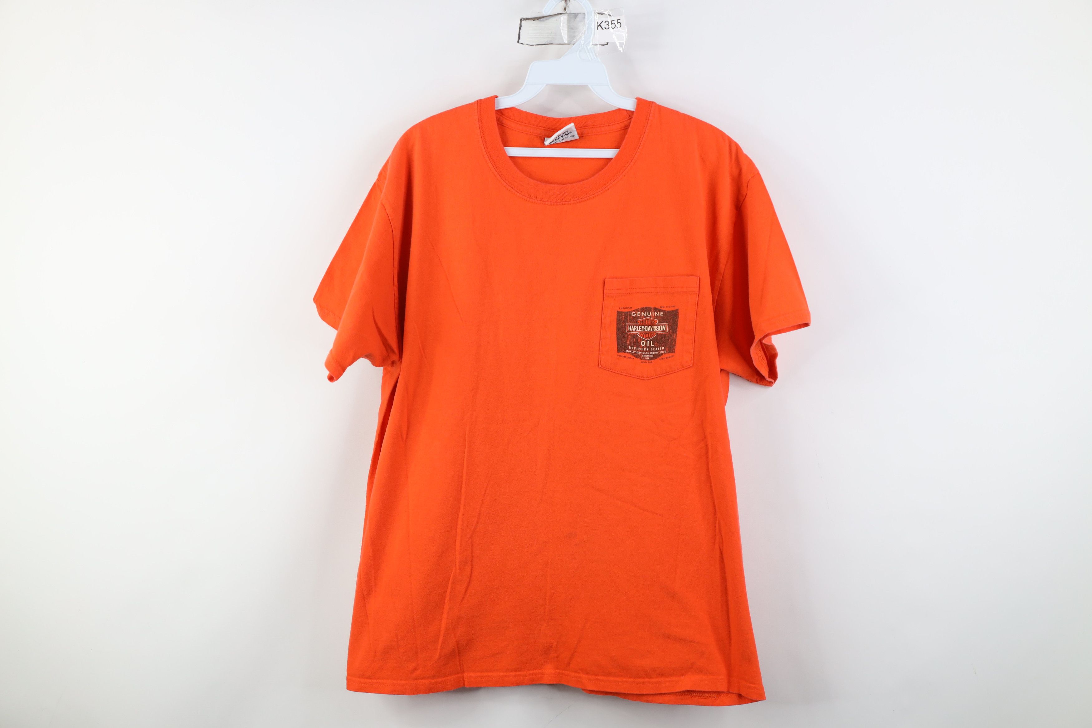 Harley Davidson Vintage Y2K Harley Davidson Oil Pocket T-Shirt Orange Cotton Size US M / EU 48-50 / 2 - 1 Thumbnail