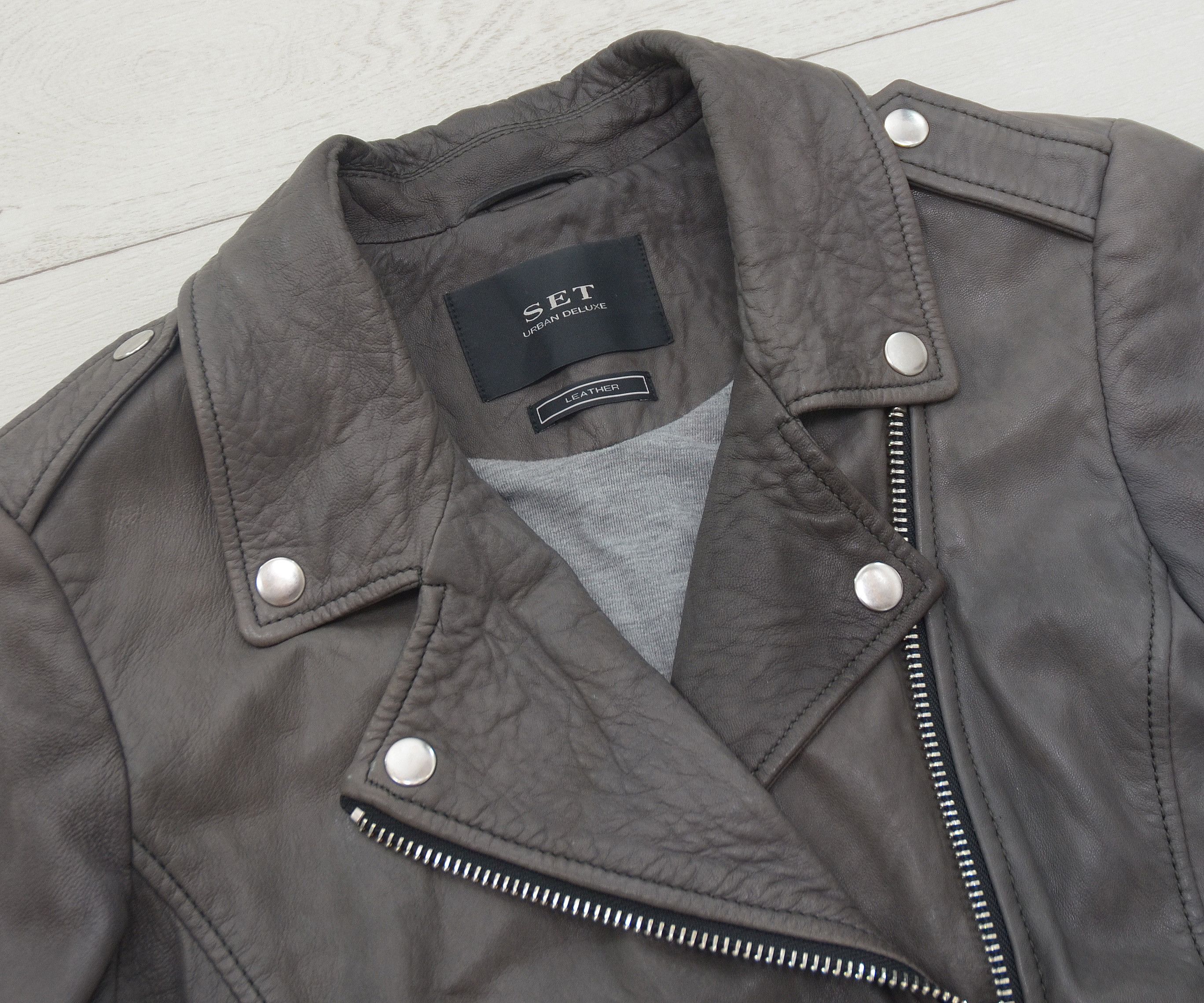 Other Womens Set Urban Deluxe OUI Leather Biker Moto Jacket Gray Size M / US 6-8 / IT 42-44 - 5 Thumbnail