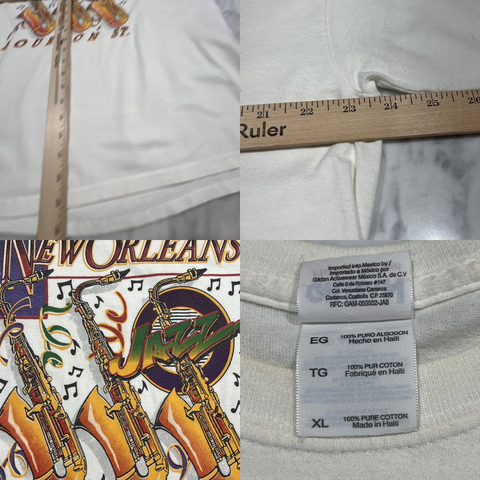 Vintage VINTAGE New Orleans Men T-Shirt XL White French Quarter Jazz Bourbon St Sax Shirt Crew Neck Short Sleeve Cotton Knit Music Size US XL / EU 56 / 4 - 8 Thumbnail