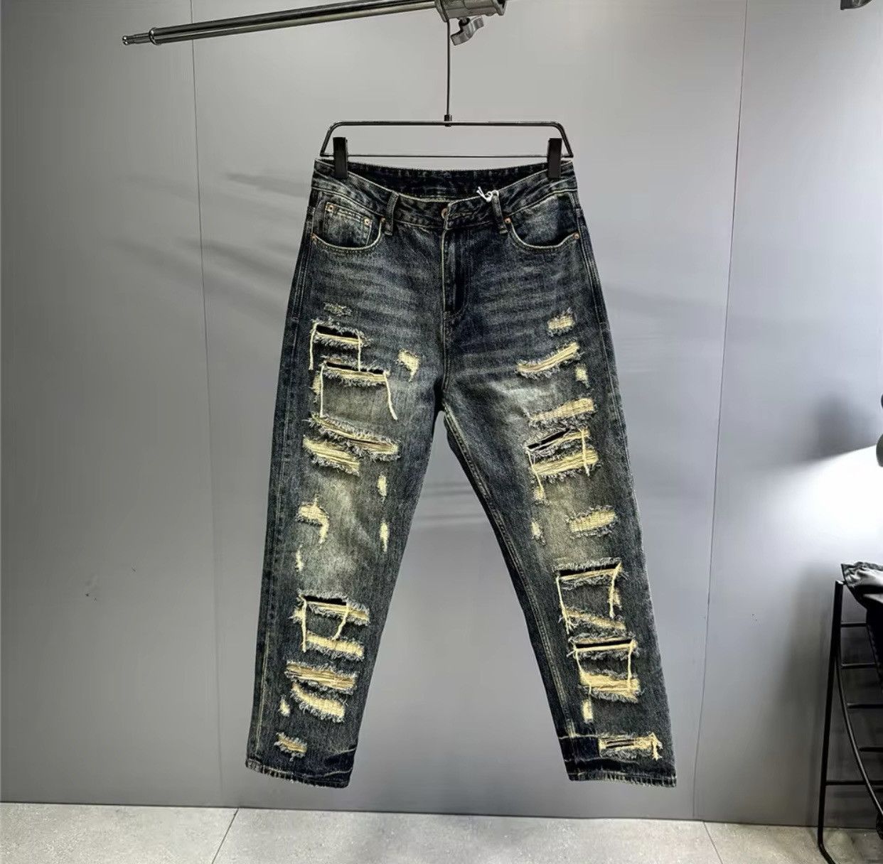 Denime × Japanese Brand × Jean American Streetwear Hand Sewn Patch Ripped Jeans Size US 32 / EU 48 - 7 Thumbnail