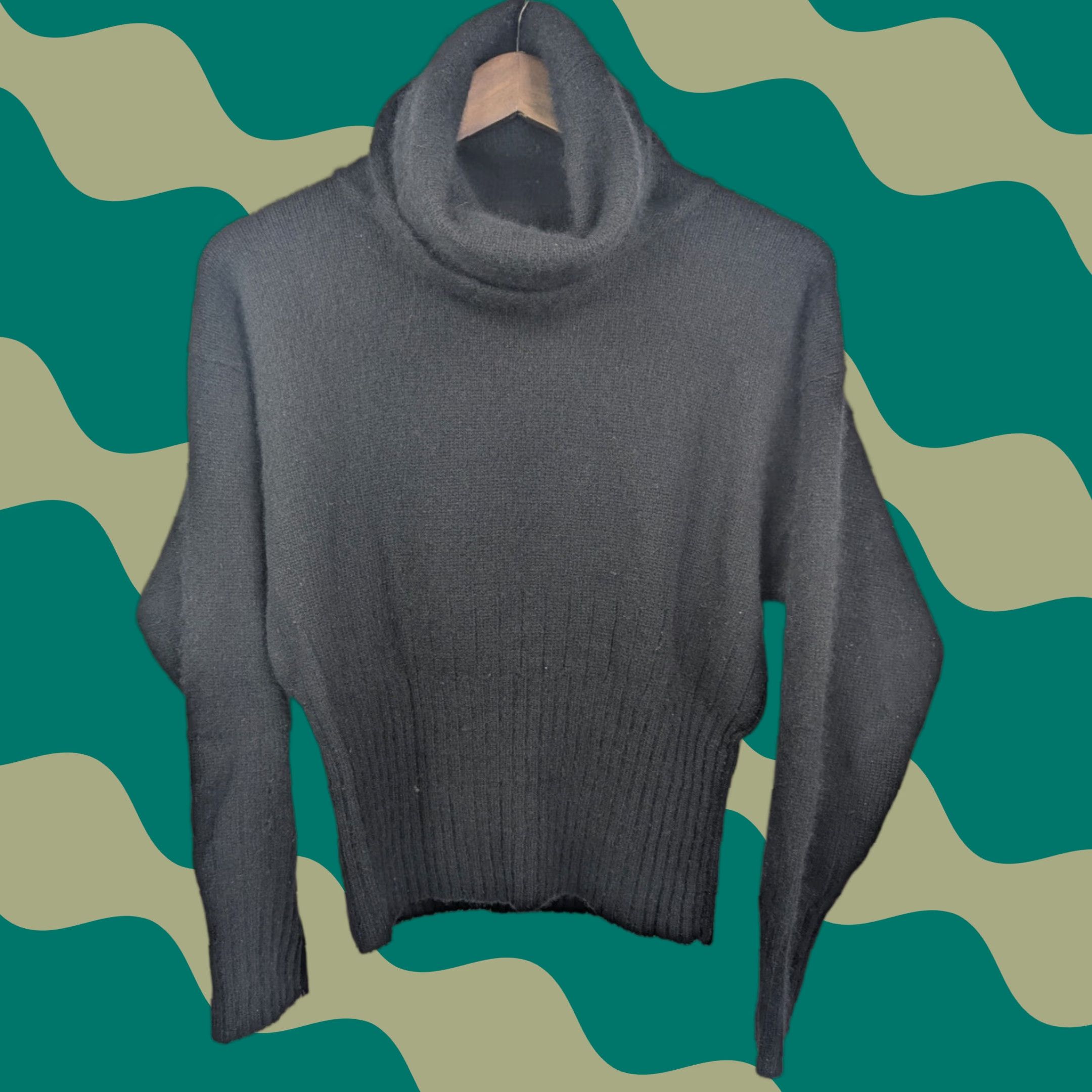 Obermeyer VINTAGE Obermeyer Black Turtleneck Knit Sweater - Wool Blend - Size S (Women) - Ski Soft Tee - Long Sleeve - Solid - Mens? Size S / US 4 / IT 40 - 1 Thumbnail