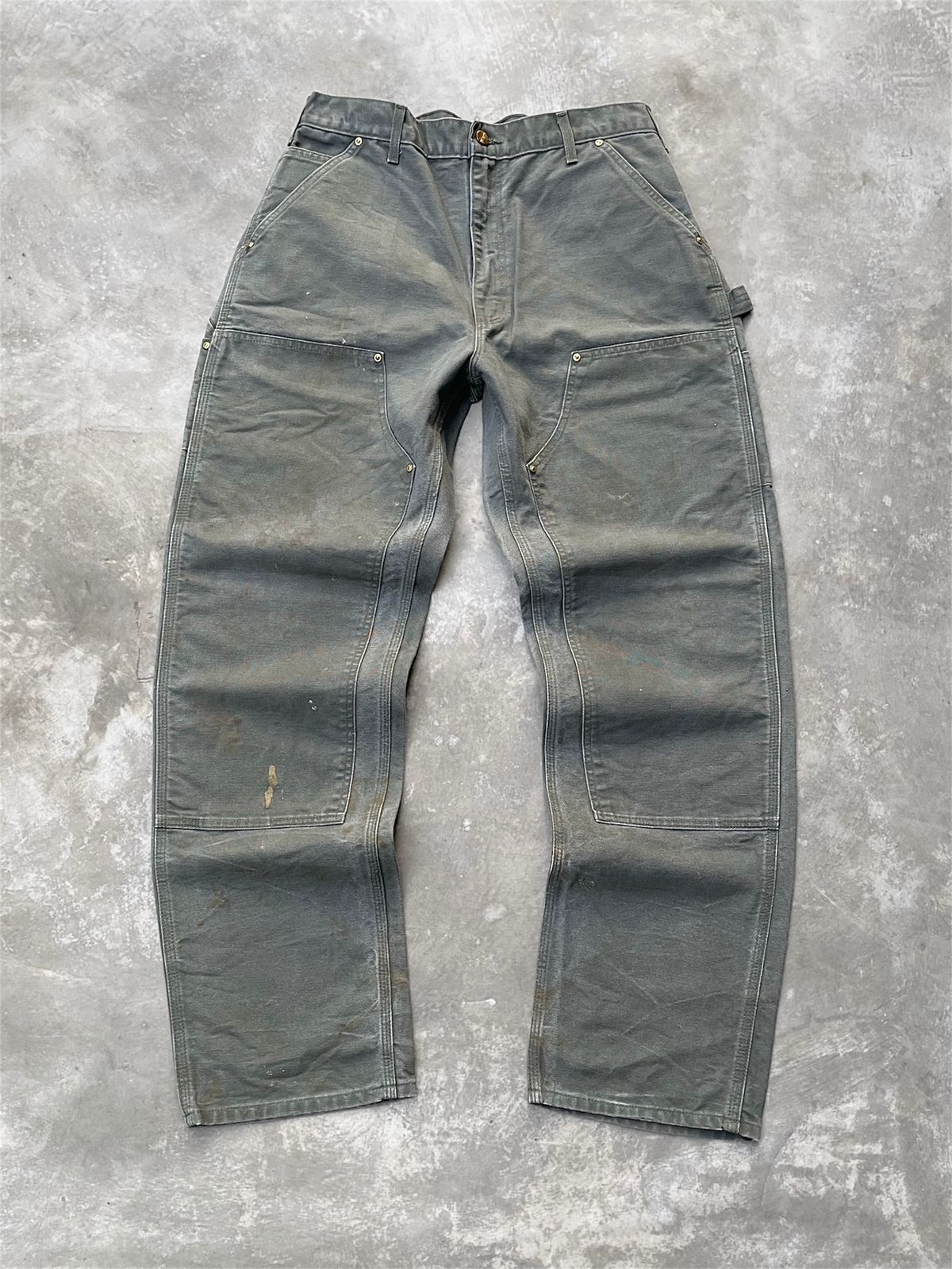 Carhartt Faded Mosgreen Carhartt Double Knee Grunge Size US 36 / EU 52 - 1 Thumbnail