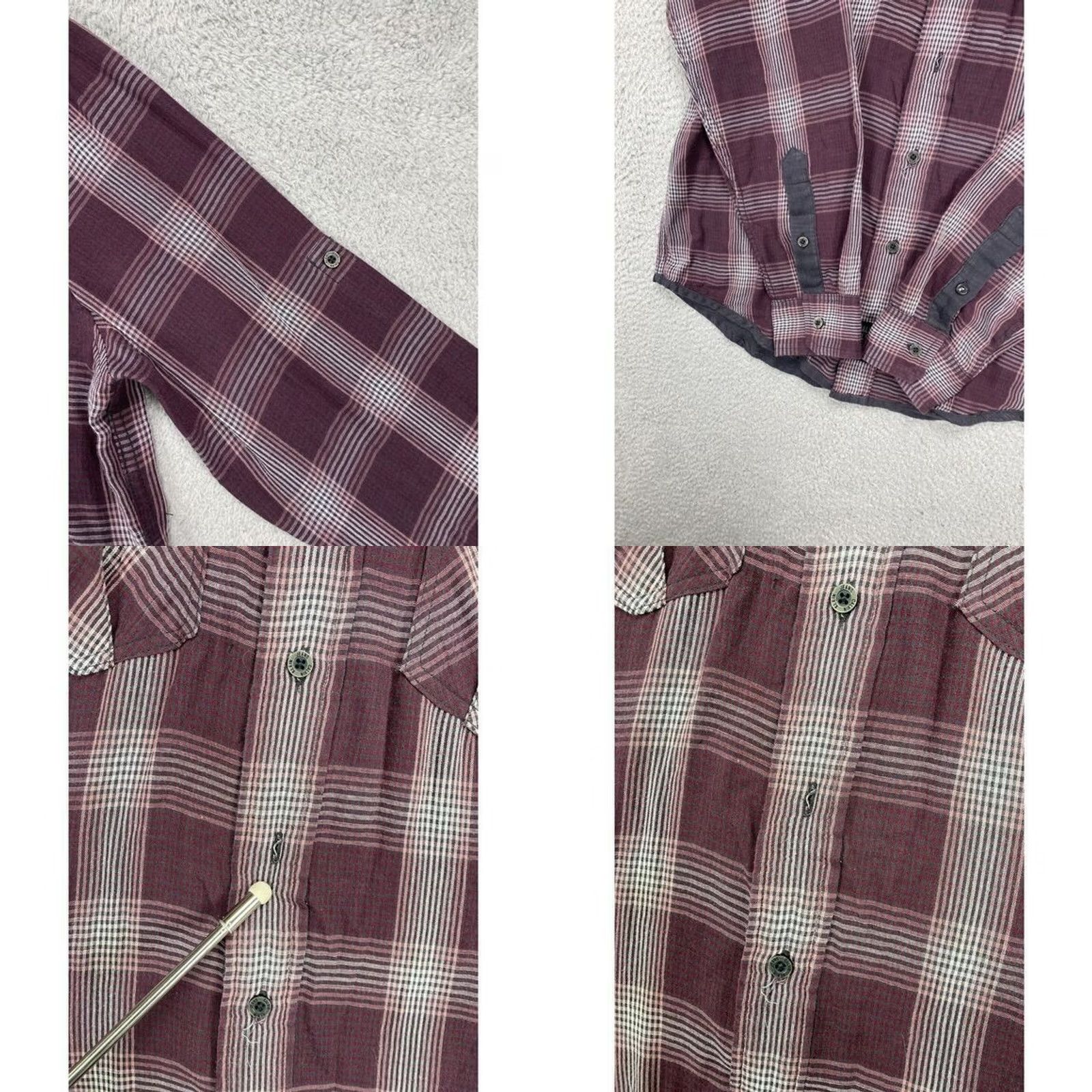 Calvin Klein Calvin Klein Button-Up Shirt Mens Medium Maroon Plaid Long Sleeve Pockets Size US M / EU 48-50 / 2 - 8 Thumbnail
