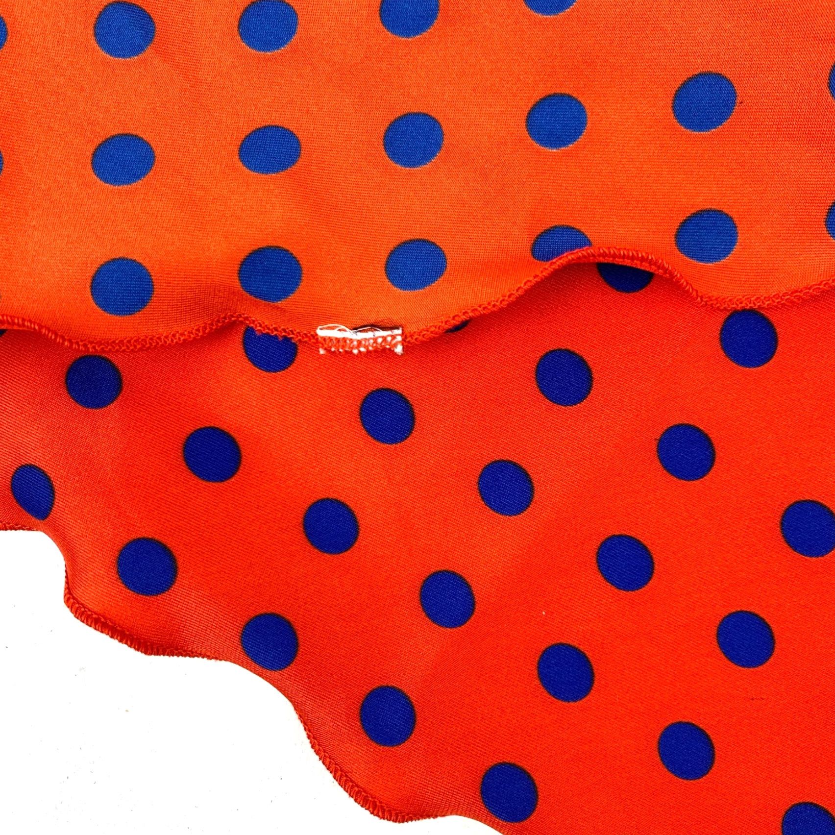 Vintage VINTAGE Scarf Neck Orange Red Blue Polka Dot 7" x 36" Women Rectangle Scarf Adults Womens Size ONE SIZE - 4 Thumbnail