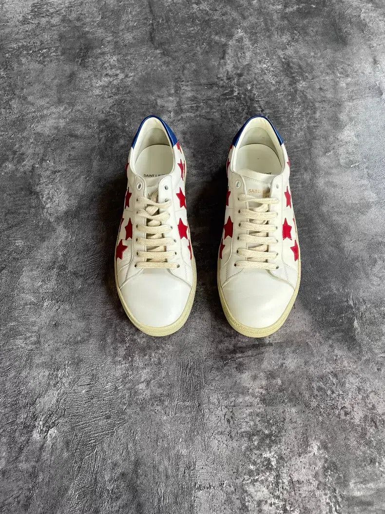 Saint Laurent Paris Saint Laurent Paris Red and White Patchwork Star Canvas Sh Size US 6 / EU 39 - 1 Thumbnail