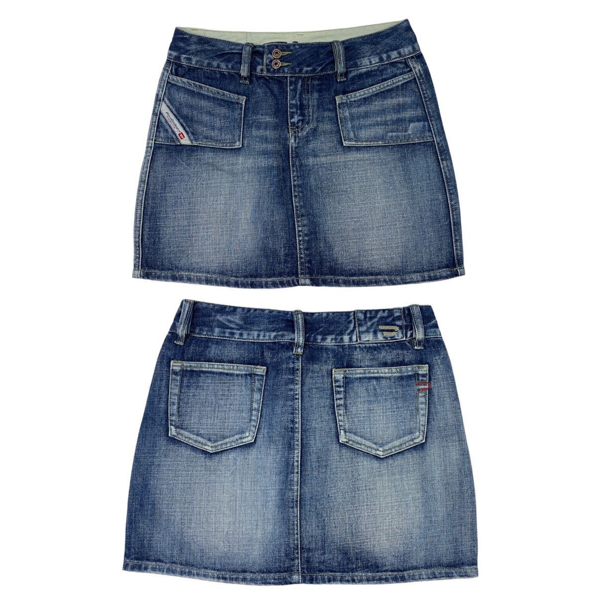 Diesel LASTDROP🔥Vintage Y2K Diesel A Line Washed Denim D Mini Skirt Size 29" - 1 Thumbnail