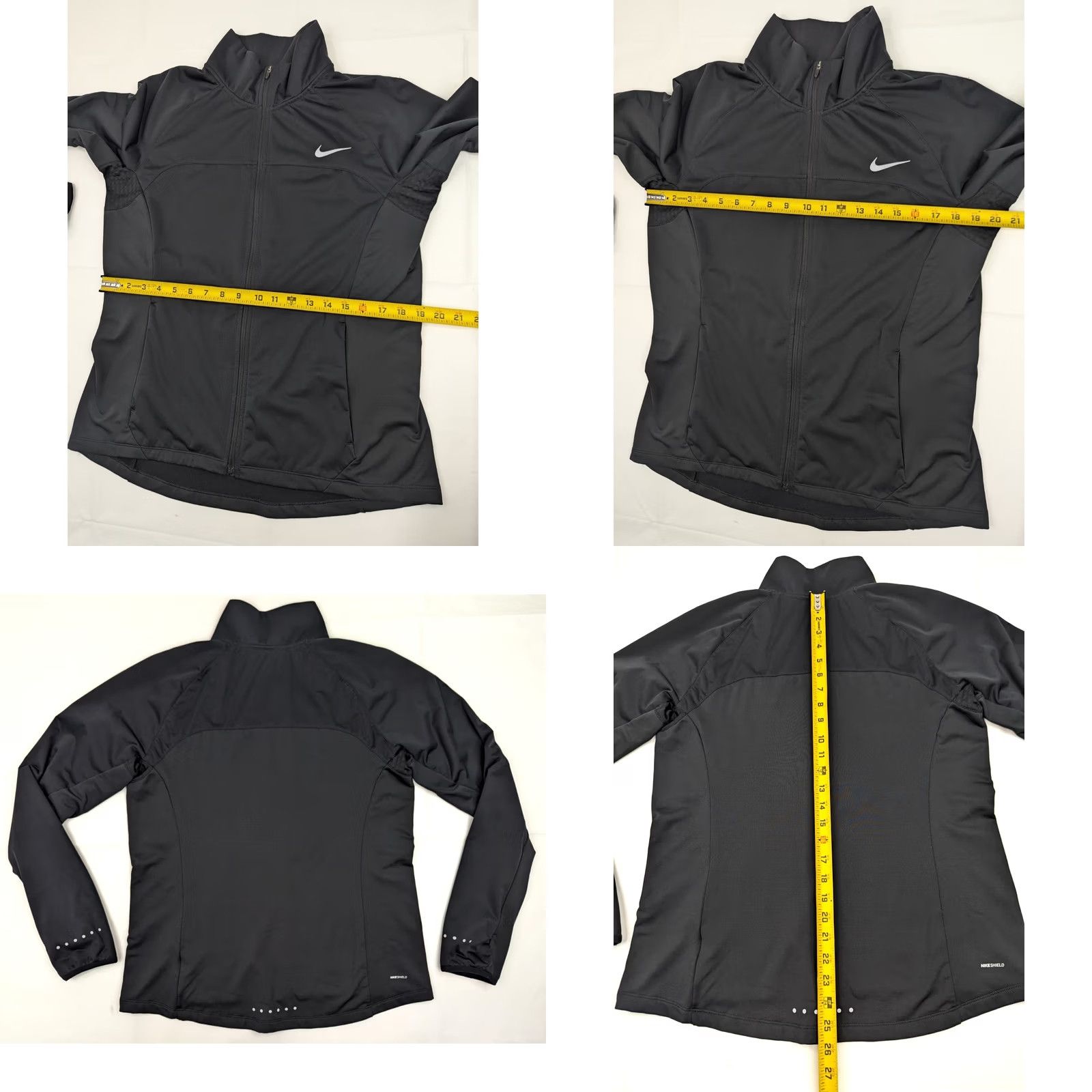 Nike Nike Shield Running Full Zip Moc Neck Jacket Women L Black Long Sleeve Moc Neck Size L / US 10 / IT 46 - 8 Thumbnail