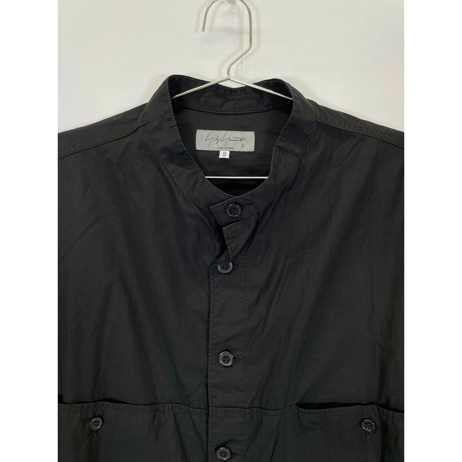 Yohji Yamamoto Yohji Yamamoto Pour Homme Black Stand Color Shirt Size US M / EU 48-50 / 2 - 7 Thumbnail