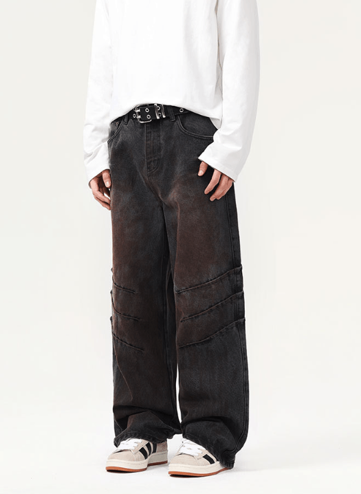 Japanese Brand × Jean baggy jeans wrinkle scratch dirty wash men's jeans Size US 32 / EU 48 - 3 Thumbnail