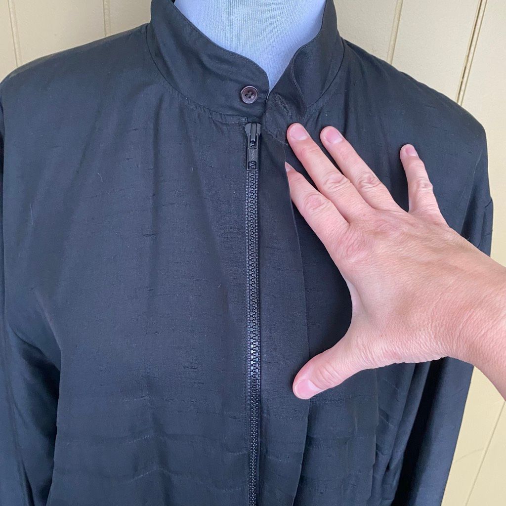 Other Bocci women XL 100% silk full zip jacket w/mock collar black Size XL / US 12-14 / IT 48-50 - 5 Thumbnail